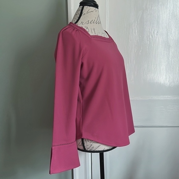 Ann TAYLOR Ladder Trim Square Neck Top - Raspberry - Picture 6 of 10